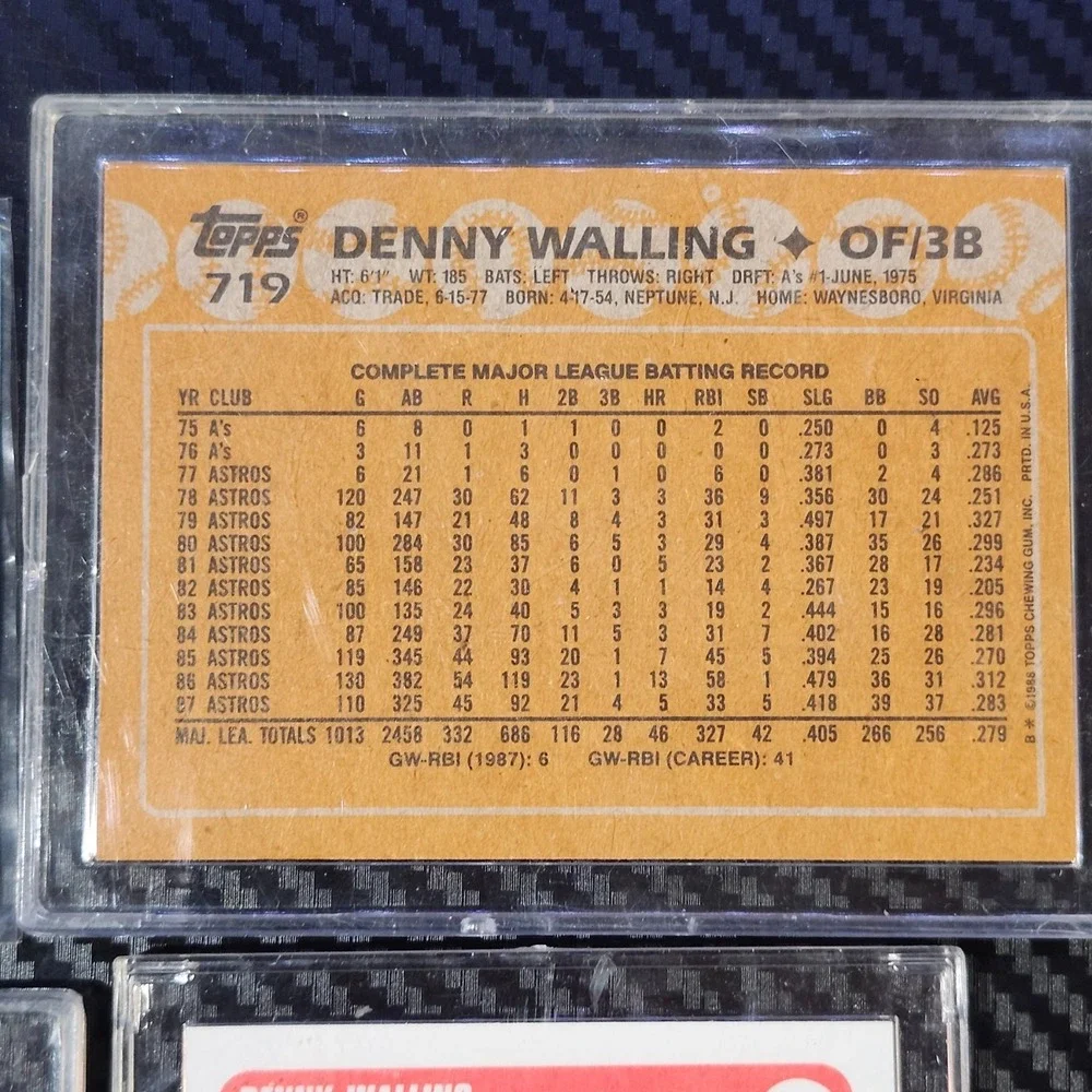 Lot of (4) Denny Walling Cards - '88 Donruss + Topps '90 Topps + Fleer